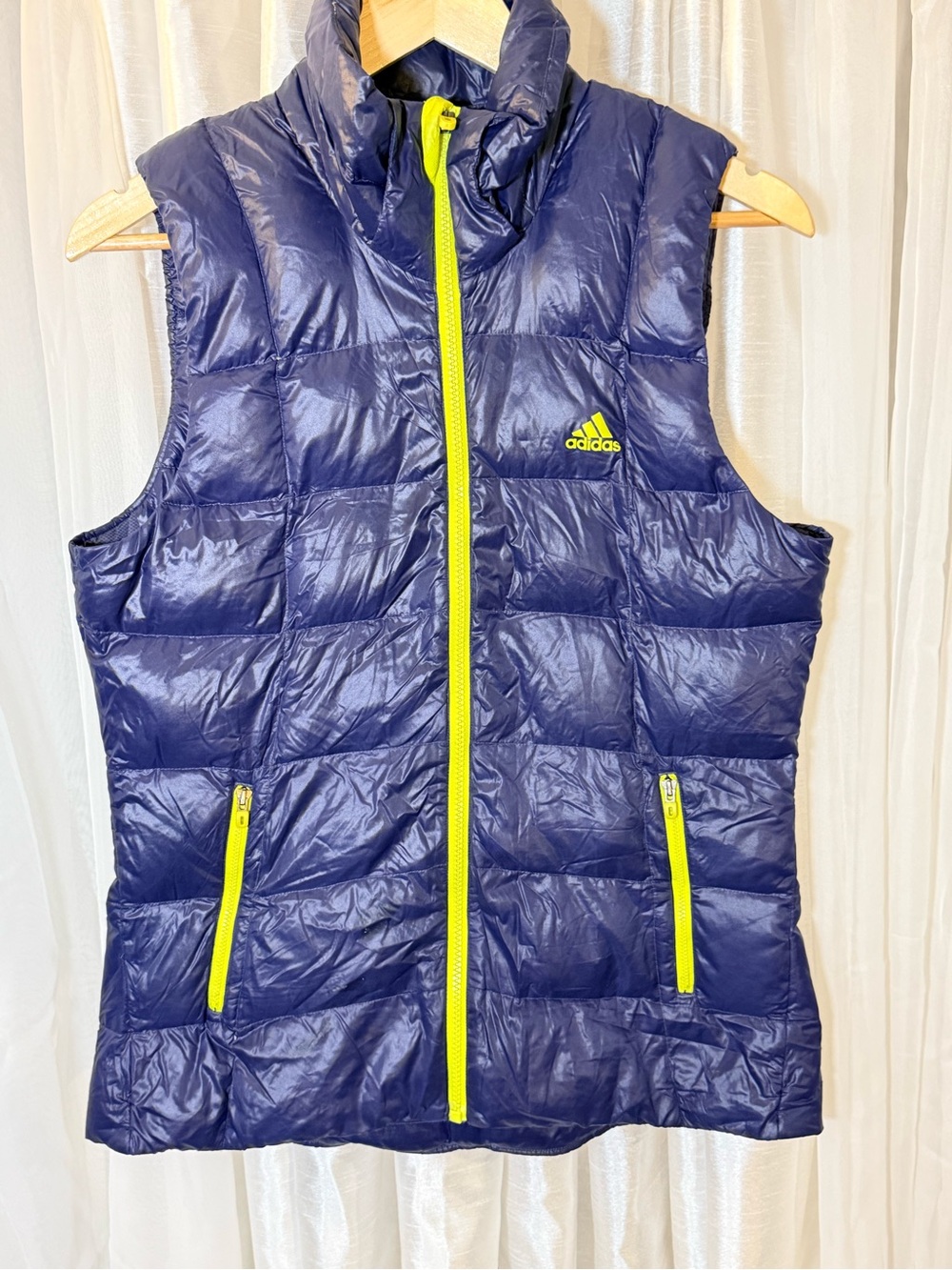 adidas Navy Quilted Vest with Lime Trim